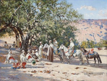 Arabe œuvres - Se reposer à une oasis Victor Huguet Araber
